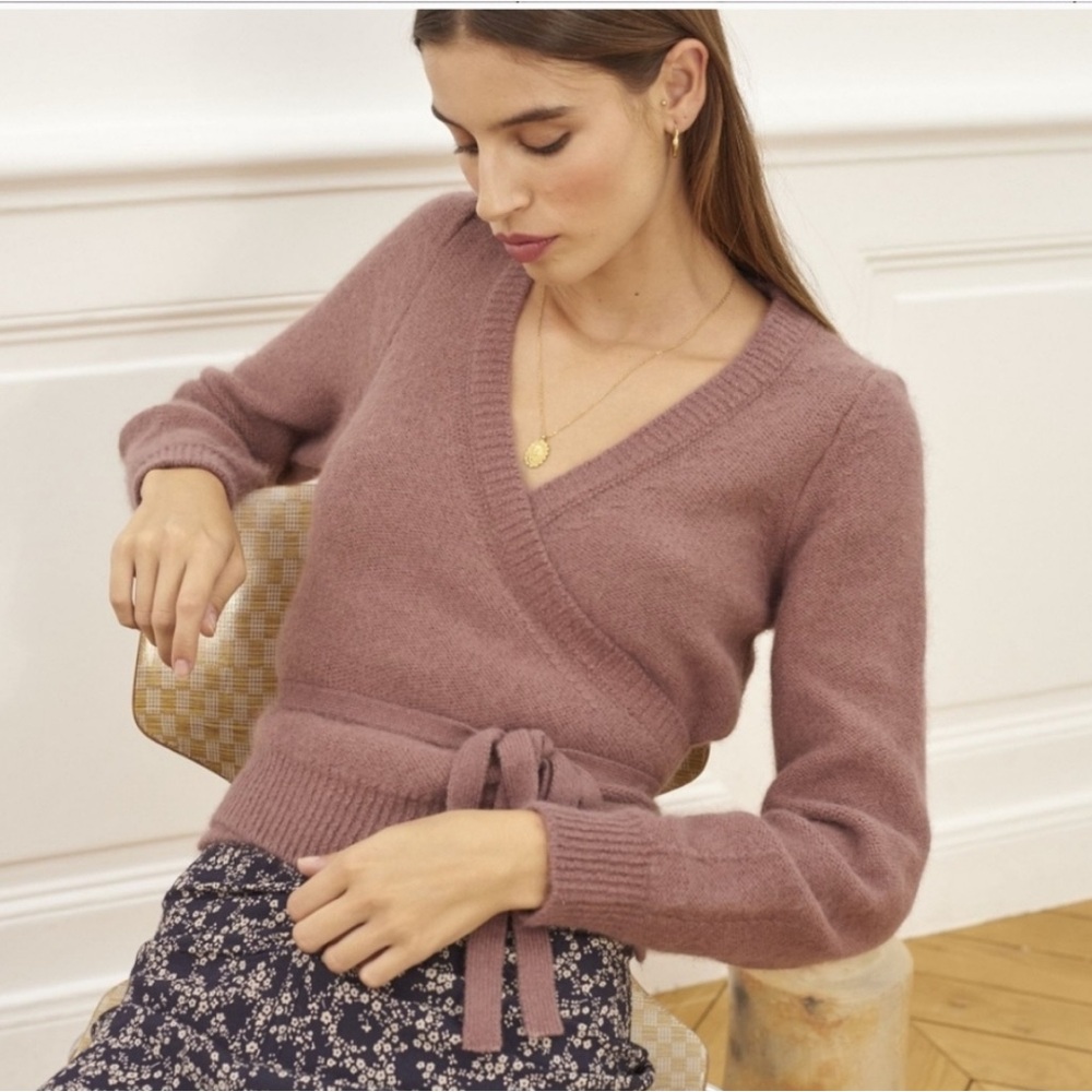 ROUJE | EUR 36 (size XS-S) | Dusty Pink/Mauve Angora Whool Cardigan